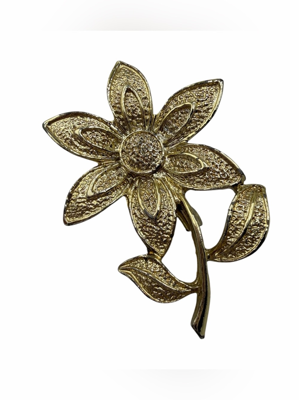 Vintage‎ Gerry’s Gold Tone Flower Brooch Textured Floral Pin Botanical Signed